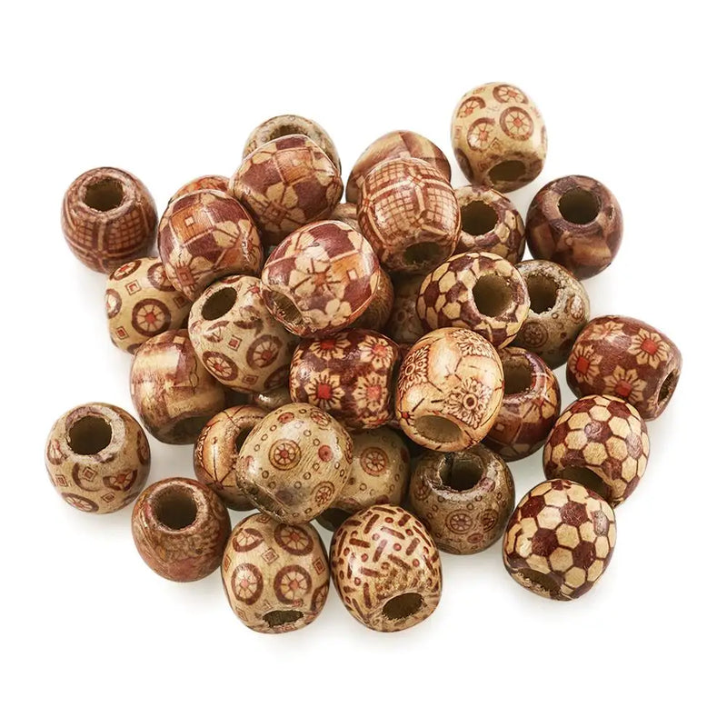 200pcs 16mm Natural Wooden Beads Big Hole Round Spacer Beads for Jewelry Making