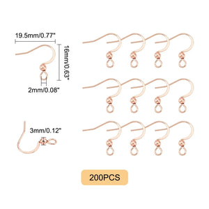 200pcs Stainless Steel Ear Wire Earrings Hook for DIY Jewelry