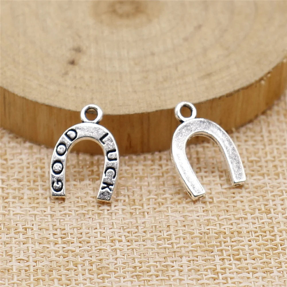 200pcs 17x12mm Lucky Horseshoe Charm Pendant