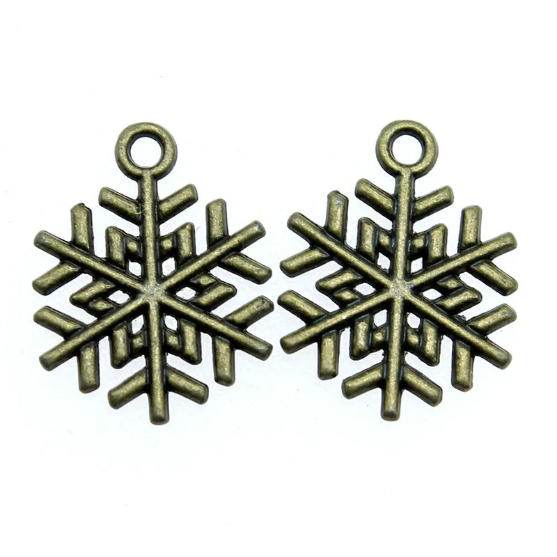 200pcs 19x15mm Snowflake Charm Antique Silver Bronze Christmas Pendant