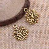 200pcs 19x15mm Snowflake Charm Antique Silver Bronze Christmas Pendant
