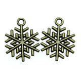 200pcs 19x15mm Snowflake Charm Antique Silver Bronze Christmas Pendant