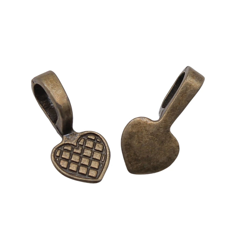 200pcs 19x9mm Glue On Bail Charm, Antique Bronze Jewelry Findings