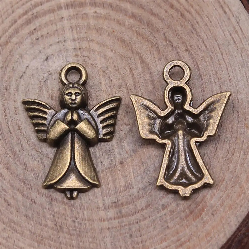 200pcs Angel Charm Pendant Antique Bronze 20x14mm DIY Jewelry Findings