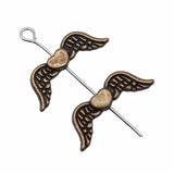 200pcs 20x7mm Angel Wings Heart Small Hole Spacer Beads DIY Jewelry Making
