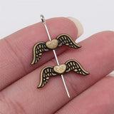 200pcs 20x7mm Angel Wings Heart Small Hole Spacer Beads DIY Jewelry Making