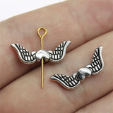 200pcs 20x7mm Angel Wings Heart Small Hole Spacer Beads DIY Jewelry Making
