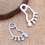 200pcs 22x14mm Foot Charms Antique Silver Pendant for Jewelry Making