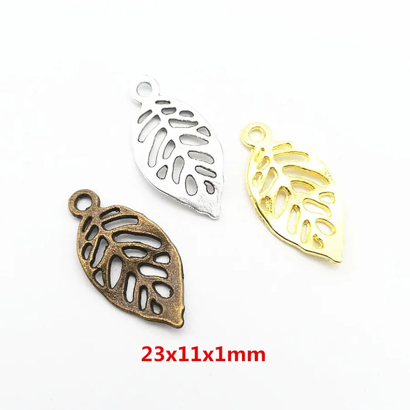 200pcs Antique Leaf Charms Vintage Pendants for DIY Jewelry Making
