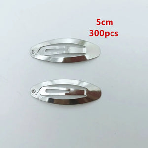 200/300pcs Oval BB Snap Barrettes Hairgrips 5cm/6cm Hair Clip Silver