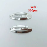 200/300pcs Oval BB Snap Barrettes Hairgrips 5cm/6cm Hair Clip Silver