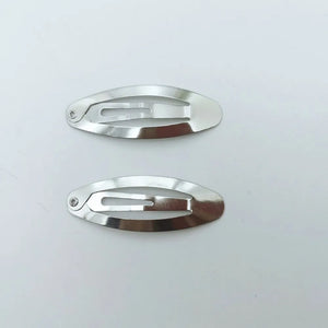 200/300pcs Oval BB Snap Barrettes Hairgrips 5cm/6cm Hair Clip Silver