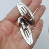 200/300pcs Oval BB Snap Barrettes Hairgrips 5cm/6cm Hair Clip Silver