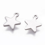 200pcs 304 Stainless Steel Mini Star Pendants for Jewelry 10x8x0.8mm