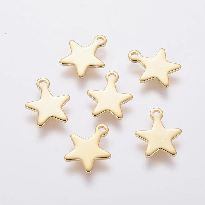 200pcs 304 Stainless Steel Mini Star Pendants for Jewelry 10x8x0.8mm