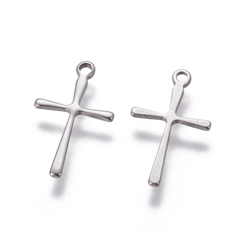 200pcs 304 Stainless Steel Cross Pendants for Jewelry Making DIY