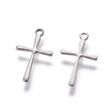 200pcs 304 Stainless Steel Cross Pendants for Jewelry Making DIY