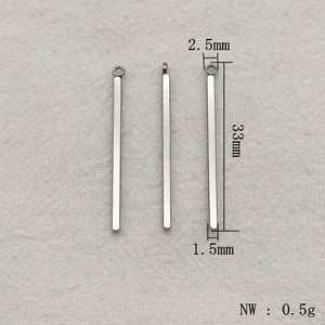 200pcs 304 Stainless Steel Pendant Cuboid Shape Charm Necklace Earrings