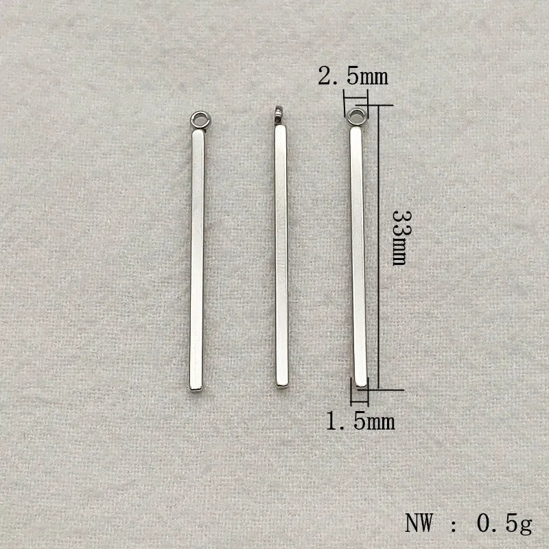 200pcs 304 Stainless Steel Pendant Cuboid Shape Charm Necklace Earrings