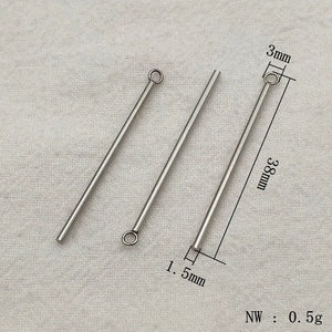 200pcs 304 Stainless Steel Pendant Long Column Shape Charm Necklace Earrings DIY