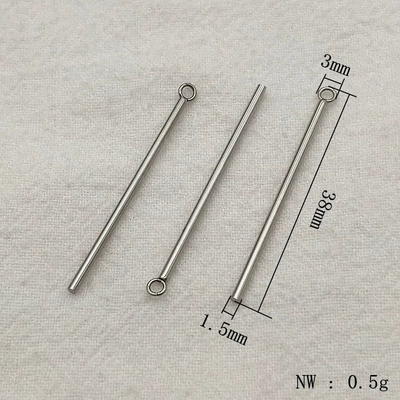 200pcs 304 Stainless Steel Pendant Long Column Shape Charm Necklace Earrings DIY
