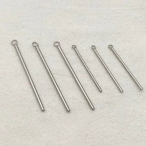 200pcs 304 Stainless Steel Pendant Long Column Shape Charm Necklace Earrings DIY