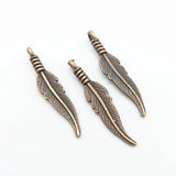 200pcs 32X7MM Antique Feather Charms for Jewelry Making