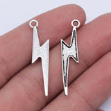 200pcs Antique Silver Lightning Charms 34x8mm DIY Jewelry Findings