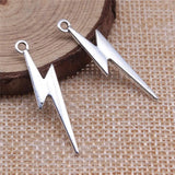 200pcs Antique Silver Lightning Charms 34x8mm DIY Jewelry Findings