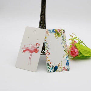200pcs Earring Display Cards Red Bird Colorful Branch Printed Paper