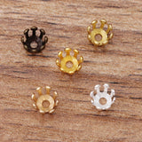 200pcs Metal Brass Filigree Stamen Flower Charms Bead Caps - DIY Jewelry Making