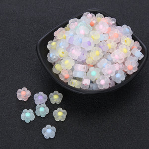 200pcs 6*13mm Frosted Acrylic Flower Spacer Beads Necklace Bracelets DIY
