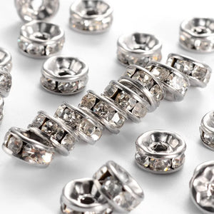 200pcs 316 Stainless Steel Spacer Beads DIY Jewelry with Rhinestone