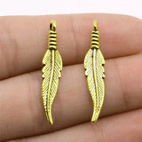 200pcs 6x31mm Zinc Alloy Feathers Charm DIY Jewelry Findings