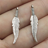 200pcs 6x31mm Zinc Alloy Feathers Charm DIY Jewelry Findings