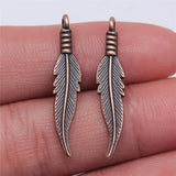 200pcs 6x31mm Zinc Alloy Feathers Charm DIY Jewelry Findings
