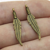 200pcs 6x31mm Zinc Alloy Feathers Charm DIY Jewelry Findings