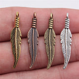 200pcs 6x31mm Zinc Alloy Feathers Charm DIY Jewelry Findings