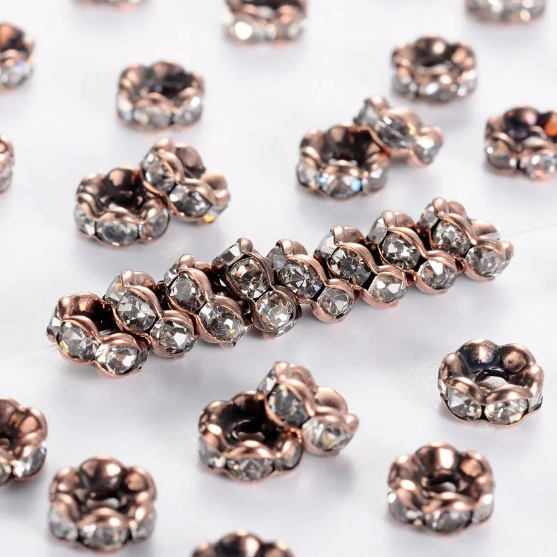 200pcs 6x3mm Rose Crystal Rondelle Spacer Beads