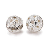 200pcs 8mm Brass Crystal Rhinestone Beads Round Spacer Beads for DIY Jewelry