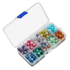 200pcs 8mm Crackle Glass Beads Round Crystal for DIY Jewelry Making