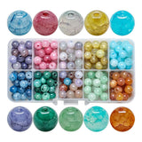200pcs 8mm Crackle Glass Beads Round Crystal for DIY Jewelry Making