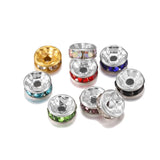 200pcs 8mm Metal Rhinestone Rondelle Crystal Spacer Round Beads