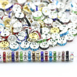 200pcs 8mm Metal Rhinestone Rondelle Crystal Spacer Round Beads