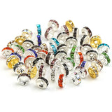 200pcs 8mm Metal Rhinestone Rondelle Crystal Spacer Round Beads