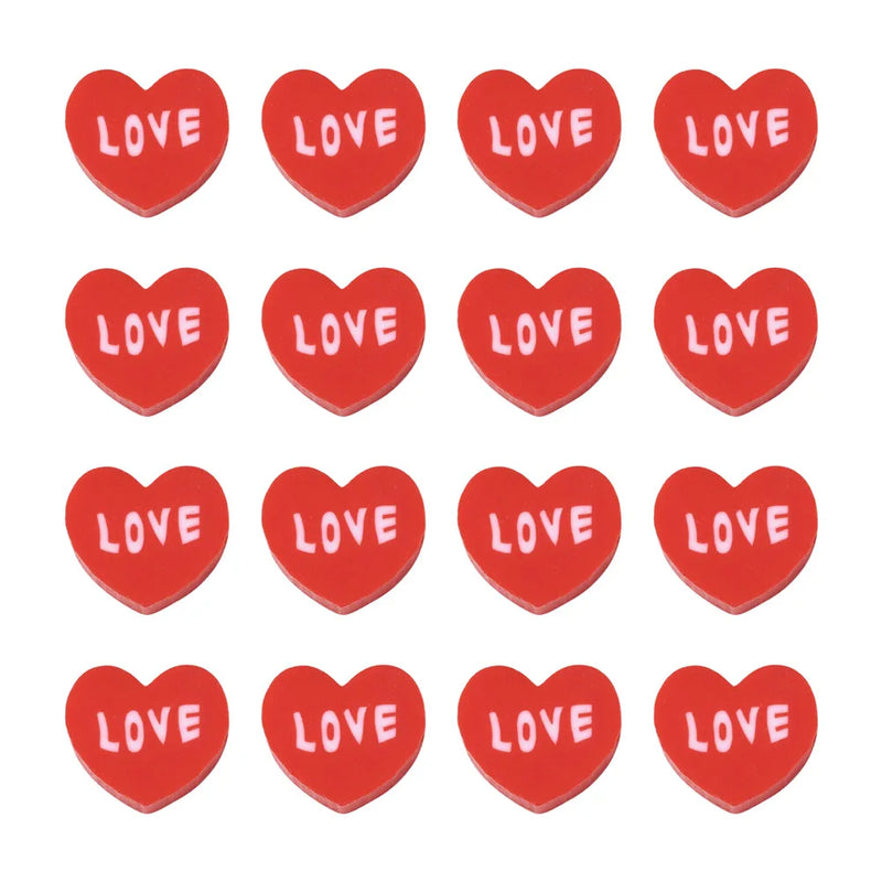 200pcs Red Heart Polymer Clay Beads LOVE Spacer Loose Beads