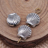 200pcs Antique Silver Shell Beads 9x8mm for Jewelry Making