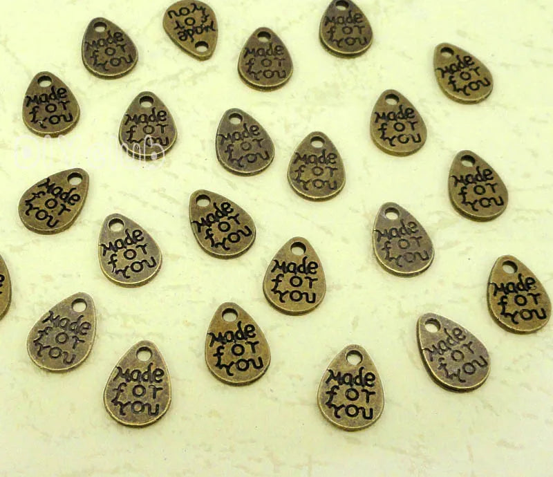 200pcs Antique Bronze 2 Sided Charms Pendant 11x8mm
