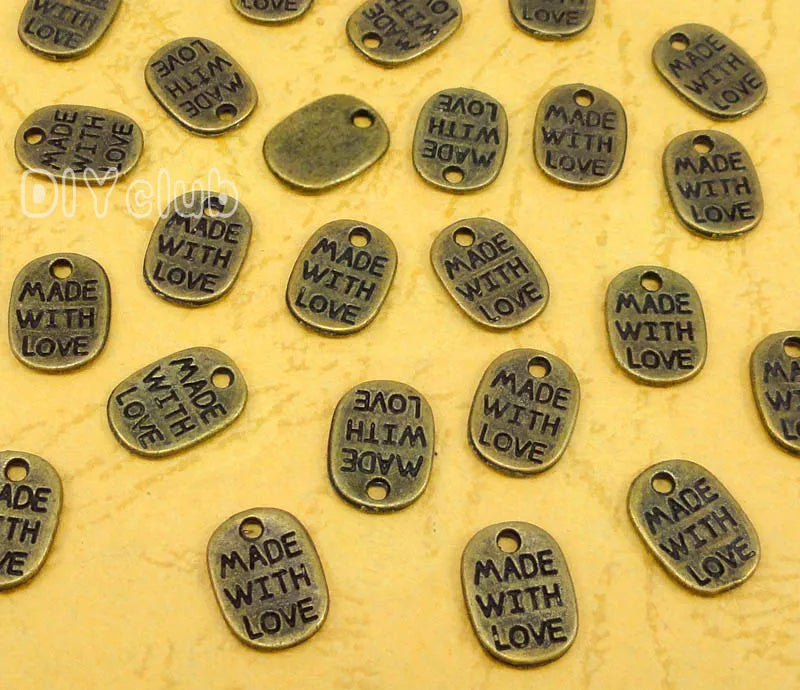 200pcs Antique Bronze Love Charms Pendant 11x8mm
