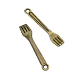 200pcs Antique Bronze Fork Charms Pendant 25x5mm